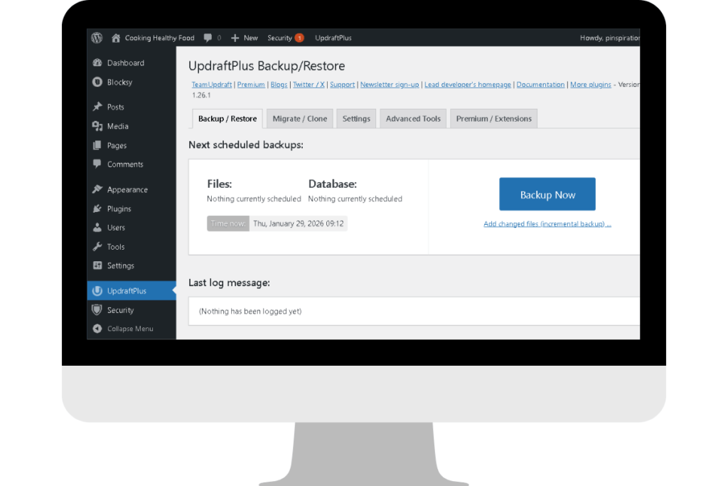 Updraftplus Backup Dashboard WordPress Beginners