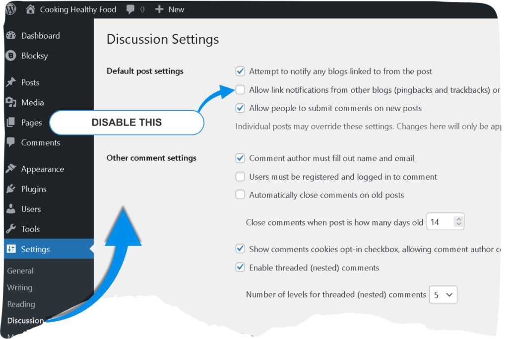 Wordpress Discussion Settings Pingbacks