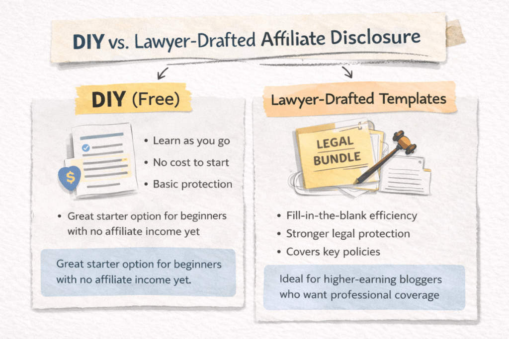 A split image comparing DIY legal documents and hiring a lawyer, showcasing a toolbox filled with tools on one side and a gavel on the other, symbolizing the pros and cons of each approach to legal matters.