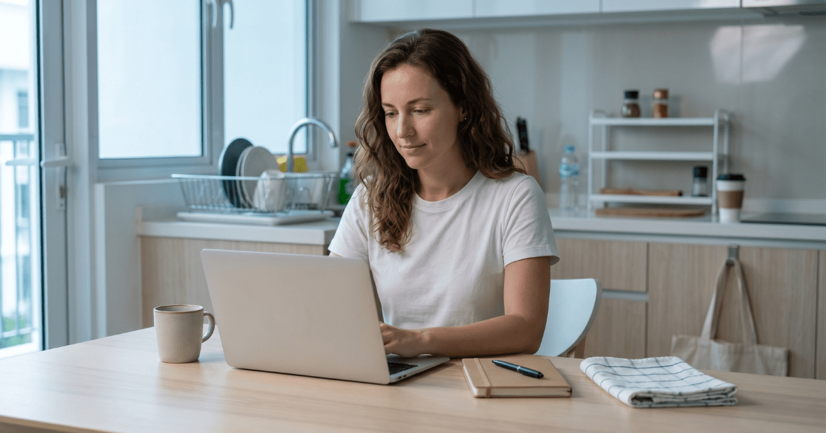 “A clean workspace with Pinterest analytics on a laptop, showing that Pinterest growth comes from search, not following people.”