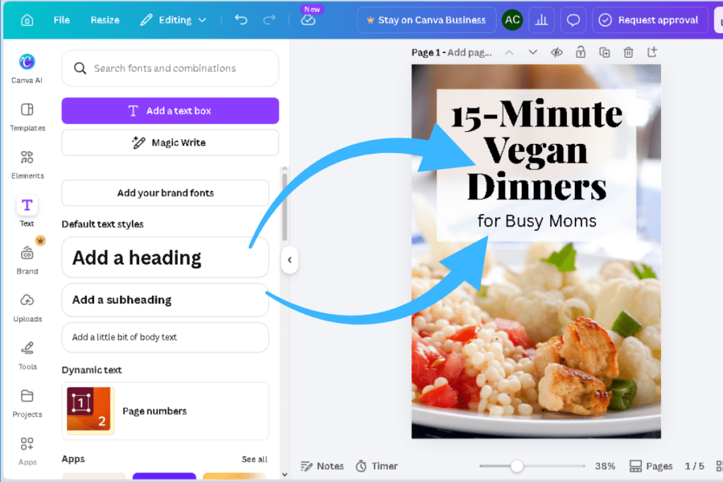 Screenshot of bold text being formatted in the Canva editor
