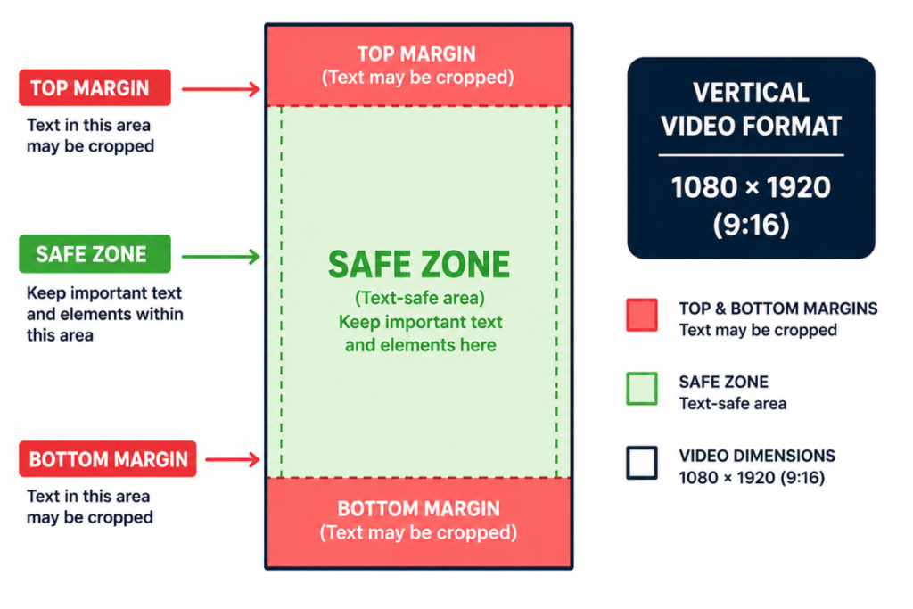 diagram showing the perfect 1080 by 1920 dimensions and safe zones for a vertical pinterest video pin